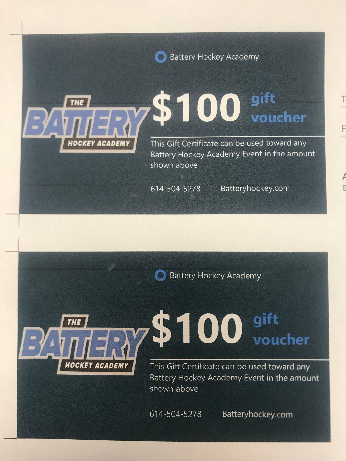 Battery Hockey Gift Card